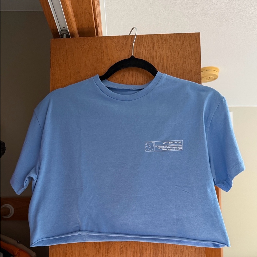 Alphalete Blue Graphic Cropped T-Shirt